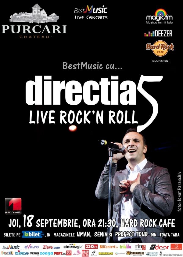 Directia 5 canta pe 18 septembrie la Hard Rock Cafe